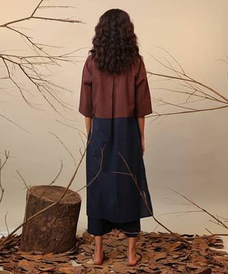 Brown and Blue cotton kurta set 2