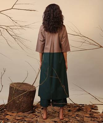 Brown and Green cotton kurta set 2