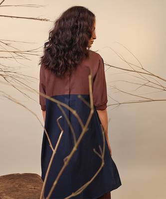 Blue and Brown cotton kurta 2