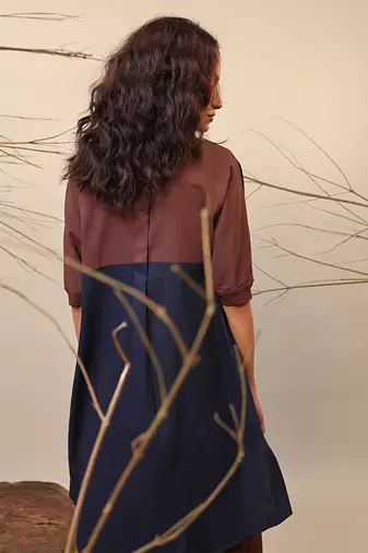 Blue and Brown cotton kurta