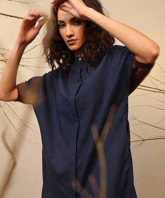 Blue and Brown cotton kurta 3