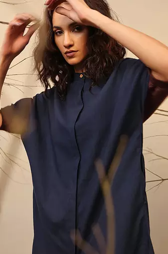 Blue and Brown cotton kurta