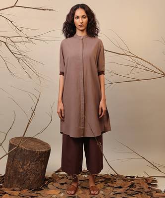 Brown cotton kurta 1