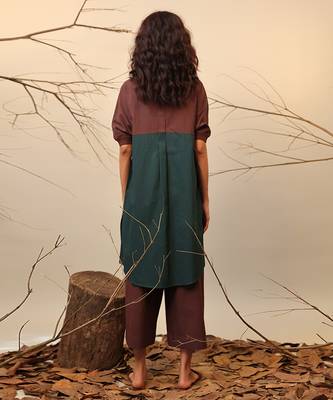 Green and Brown cotton kurta 2
