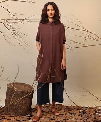 Brown and Blue cotton kurta set 1