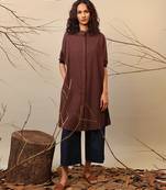 Brown and Blue cotton kurta set