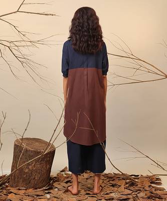 Brown and Blue cotton kurta set 2
