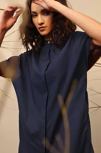 Blue and Brown cotton kurta set