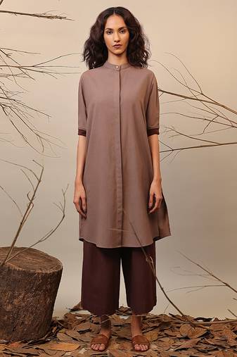 Brown cotton kurta set