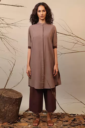Brown cotton kurta set