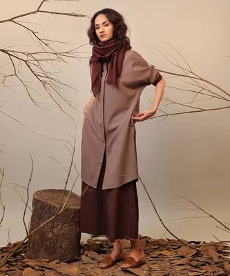 Brown cotton kurta set 3