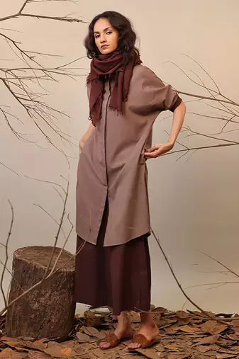 Brown cotton kurta set