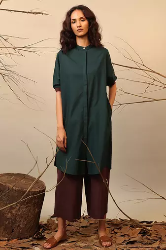 Green cotton kurta set