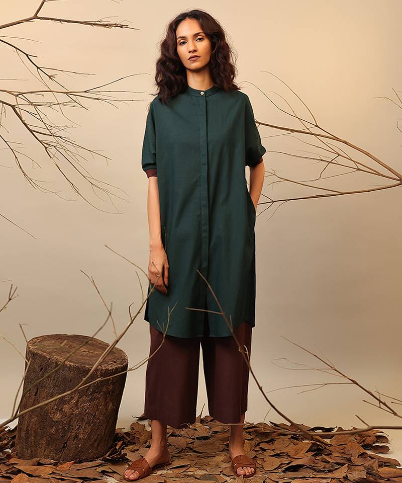 Green cotton kurta set