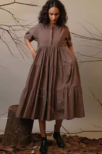 Brown cotton dress