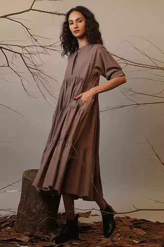 Brown cotton dress