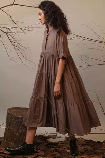 Brown cotton dress