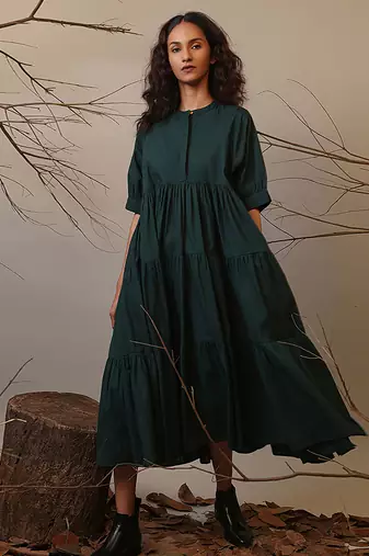 Green cotton dress