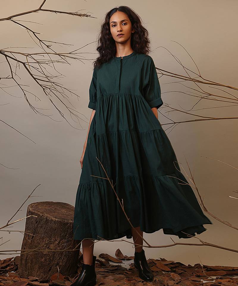 Green cotton dress