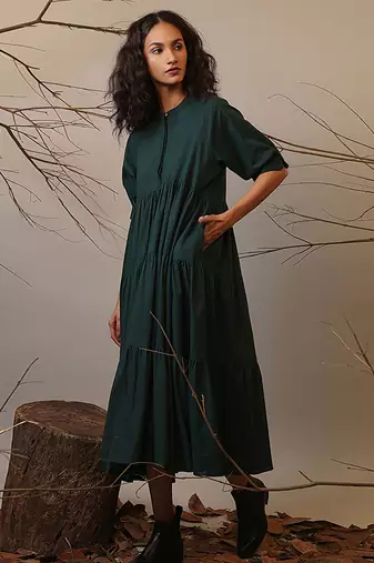 Green cotton dress
