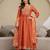 Orange Art Silk Hand Work Embroidery Anarkali Kurta Pant with Dupatta