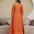 Orange Art Silk Hand Work Embroidery Anarkali Kurta Pant with Dupatta