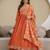Orange Art Silk Hand Work Embroidery Anarkali Kurta Pant with Dupatta