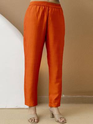 Orange Art Silk Hand Work Embroidery Anarkali Kurta Pant with Dupatta 5