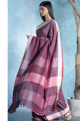 maroon dual shaded handloom cotton saree with border