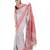 grey handloom linen saree with red border and pallu