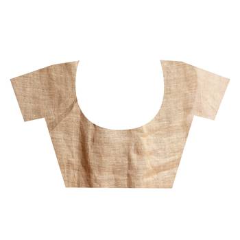 gold dust handloom linen saree with zari border 4