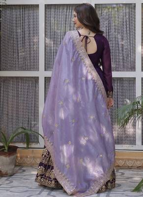 Purple star georgette with embroidery zari sequins-work suit set 7