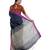 navy blue  handloom linen saree with woven border and pallu