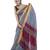 dusky grey handloom linen saree with contrasting border and pallu