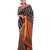 sunset brown handloom linen saree with striped pallu