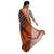 sunset brown handloom linen saree with striped pallu