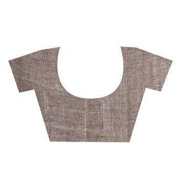 coffee brown handloom linen saree with tonal palla 4