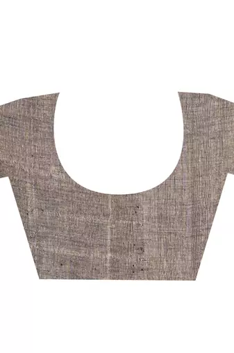 coffee brown handloom linen saree with tonal palla