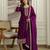 Trendmalls Purple Art Silk Embroidery With Sequence Work Kurta Pant with Dupatta For Women 