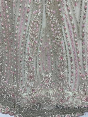  white diamond work net lehenga set choli with dupatta 9