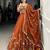 Rust Orange Art Silk Embroidery Sequence work Lehenga Choli with Dupatta For Women