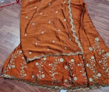 Trendmalls Rust Orange Art Silk Embroidery Sequence work Lehenga Choli with Dupatta For Women 4