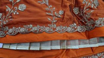 Trendmalls Rust Orange Art Silk Embroidery Sequence work Lehenga Choli with Dupatta For Women 6