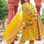 Beautiful jaipuri yellow a-line kurta set with a printed dupatta and pants