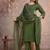 Beautiful jaipuri a green embroidered kurta suit set with a matching dupatta and trousers.