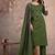Beautiful jaipuri a green embroidered kurta suit set with a matching dupatta and trousers.