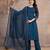 Beautiful jaipuri a blue ethnic printed cotton kurta set with a dupatta.