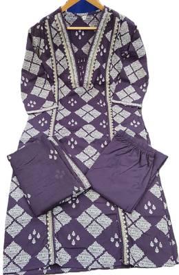 Beautiful jaipuri a purple-colored women's ethnic wear kurta set with a geometric print 5