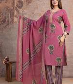 Beautiful jaipuri a mauve -colored women's ethnic wear kurta set with a geometric print.