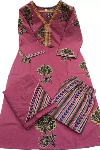 Beautiful jaipuri a mauve -colored women's ethnic wear kurta set with a geometric print